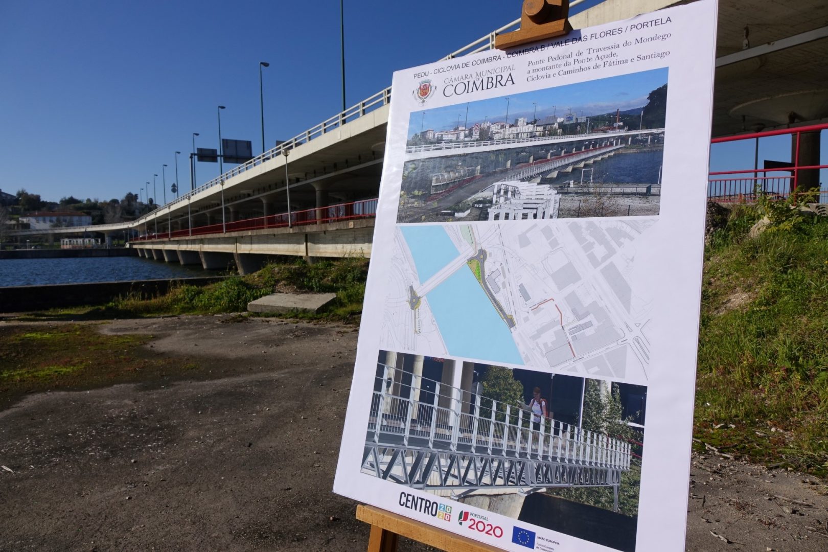 Nova ponte pedonal e ciclável sobre o Mondego contribuirá para aliviar pressão automóvel no centro da cidade