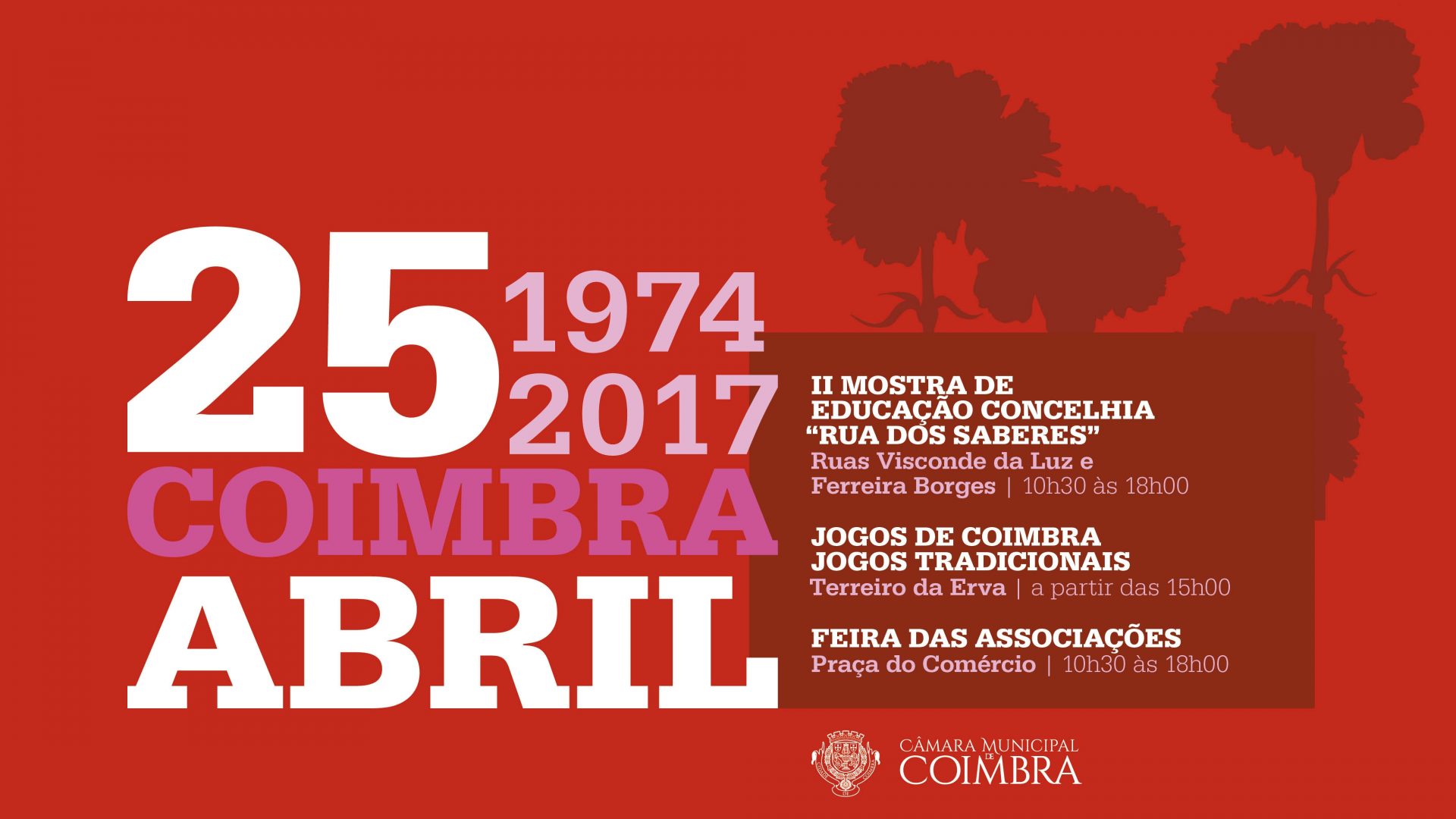 CMC evoca 25 de Abril com programação oficial e ações de rua, nas áreas da Educação, Cultura e Desporto