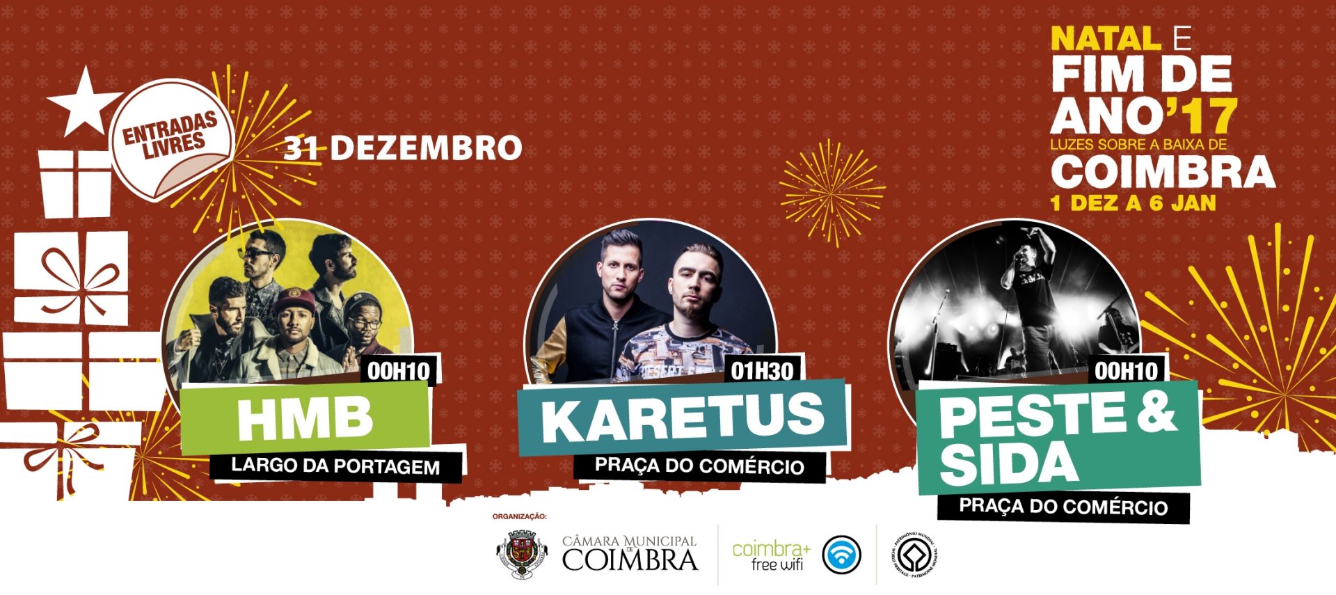Coimbra entra no ano novo ao som dos HMB, Karetus e Peste & Sida