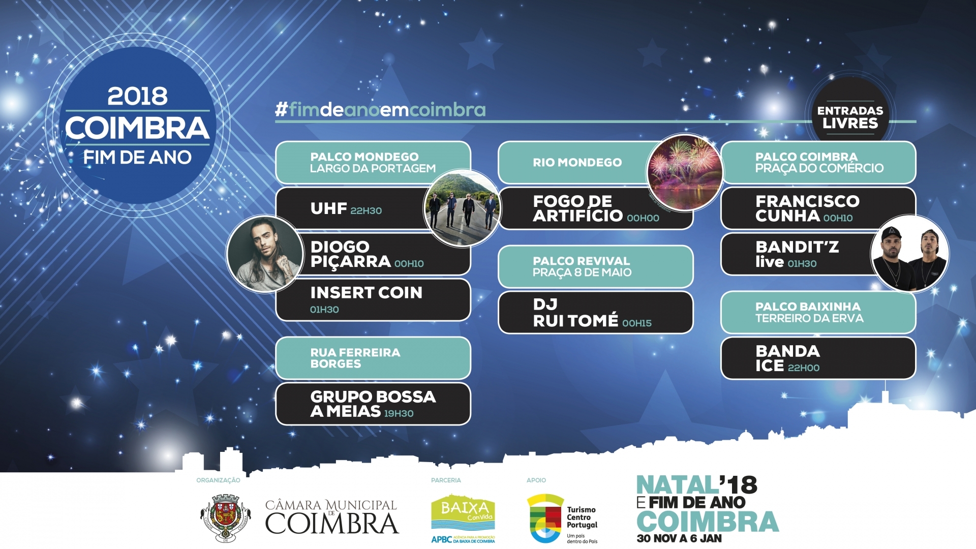 Saiba quais as ruas encerradas e os parques de estacionamento abertos na noite de Fim de Ano em Coimbra