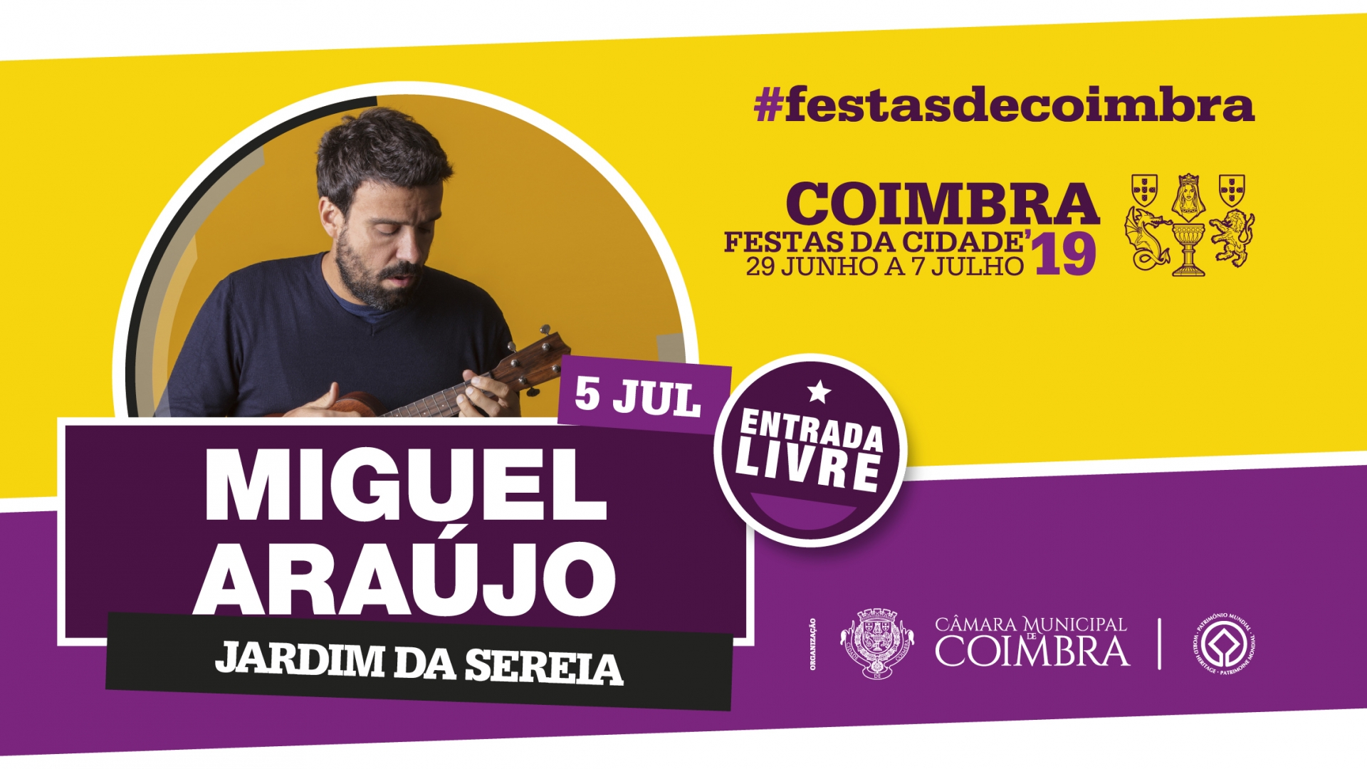 Jardim da Sereia recebe concerto de Miguel Araújo para as Festas da Cidade 2019