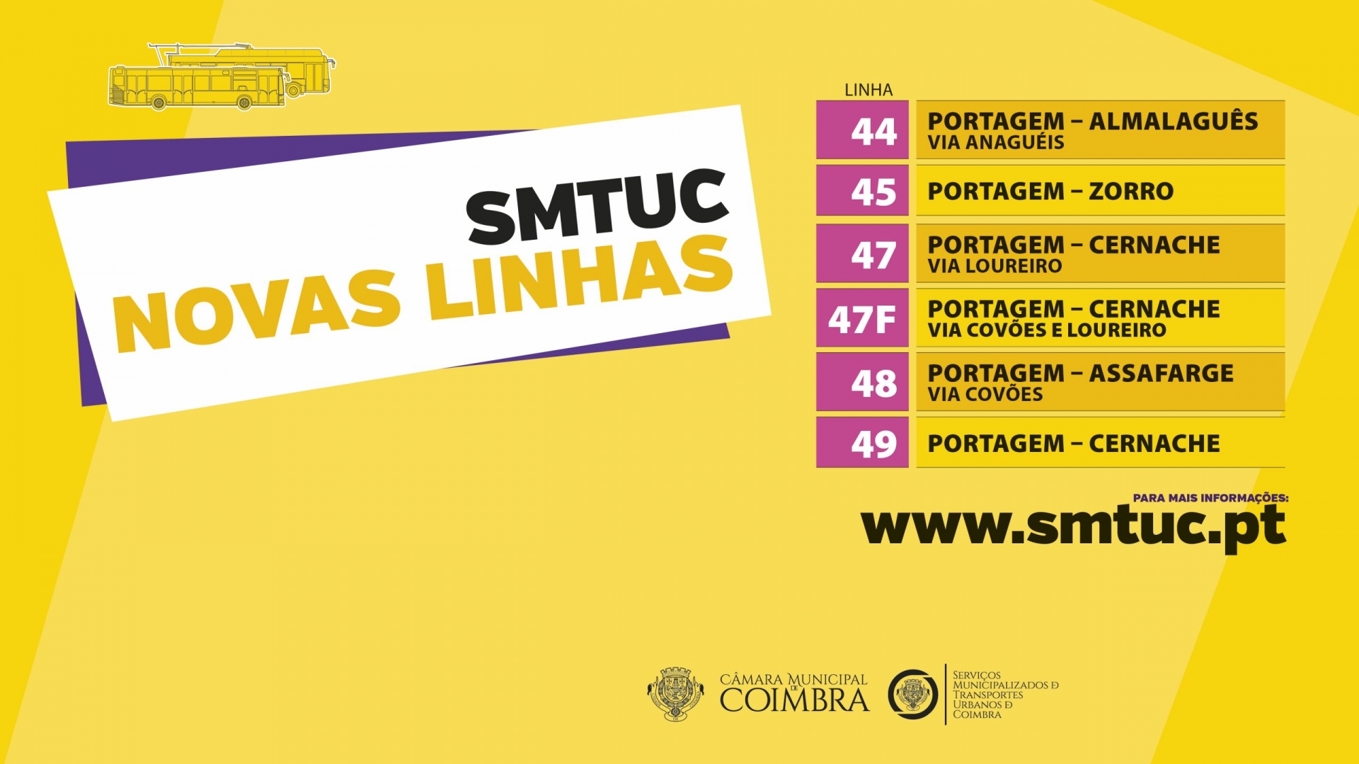 Novas cinco linhas dos SMTUC entram hoje em funcionamento