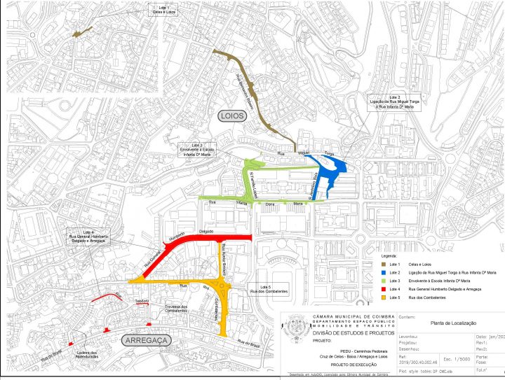 Caminhos Pedonais de Cruz de Celas – Baixa-Arregaça e Lóios – PEDU – Abertura de Concurso Público - mapa
