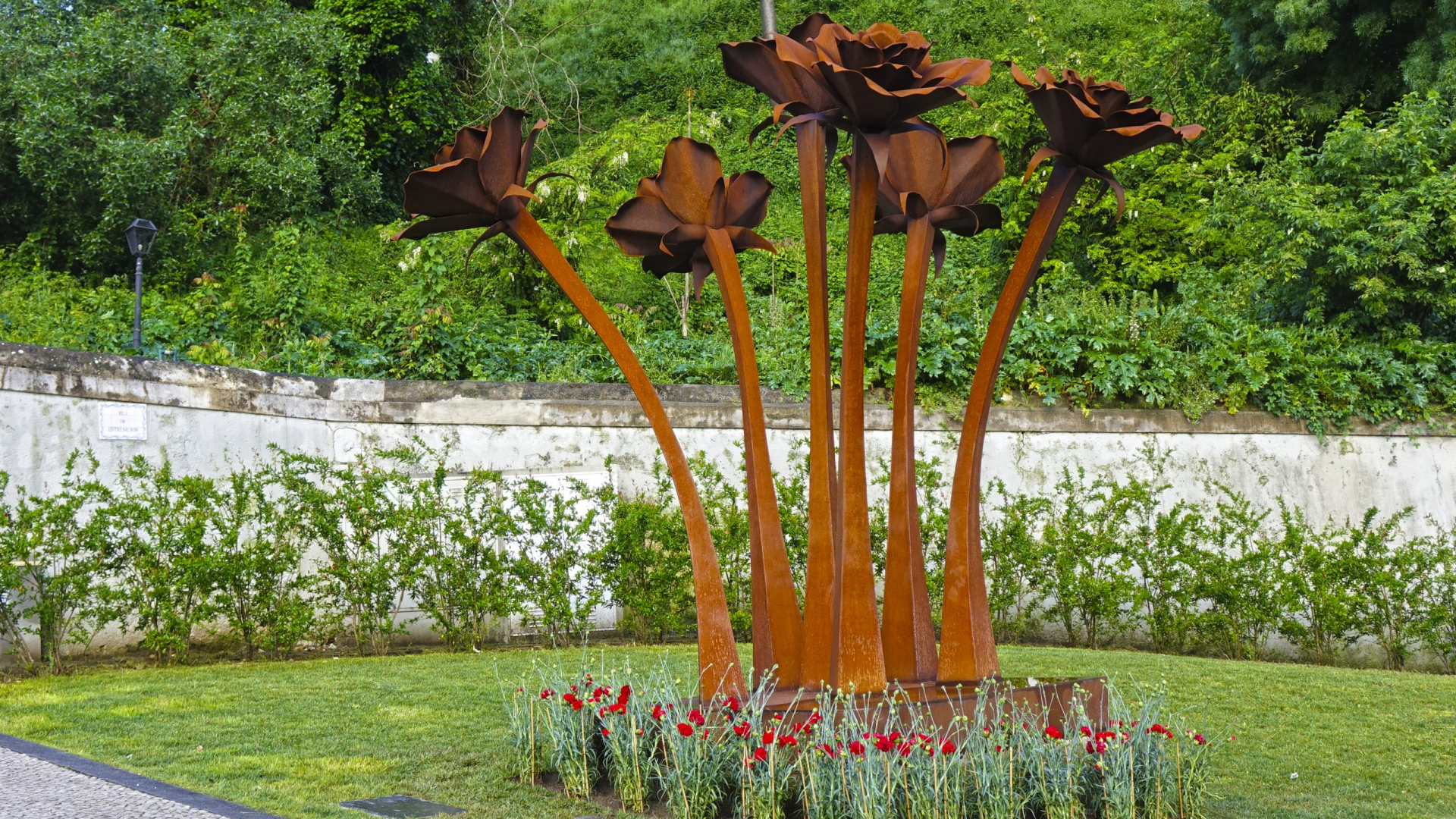 CM Coimbra planta cravos junto a escultura alusiva à Crise Académica de 1969