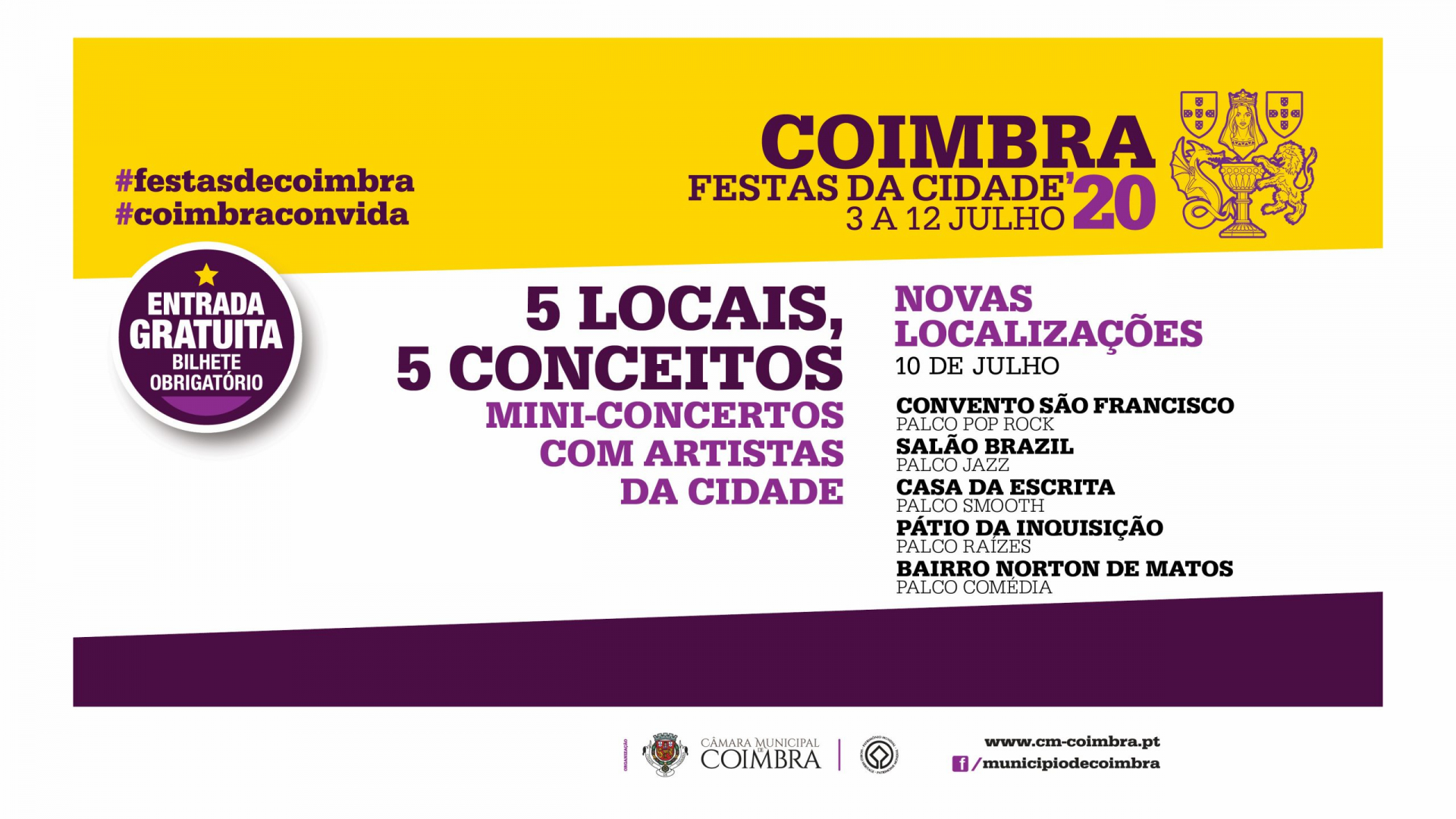Mini-concertos das Festas da Cidade com novas localizações