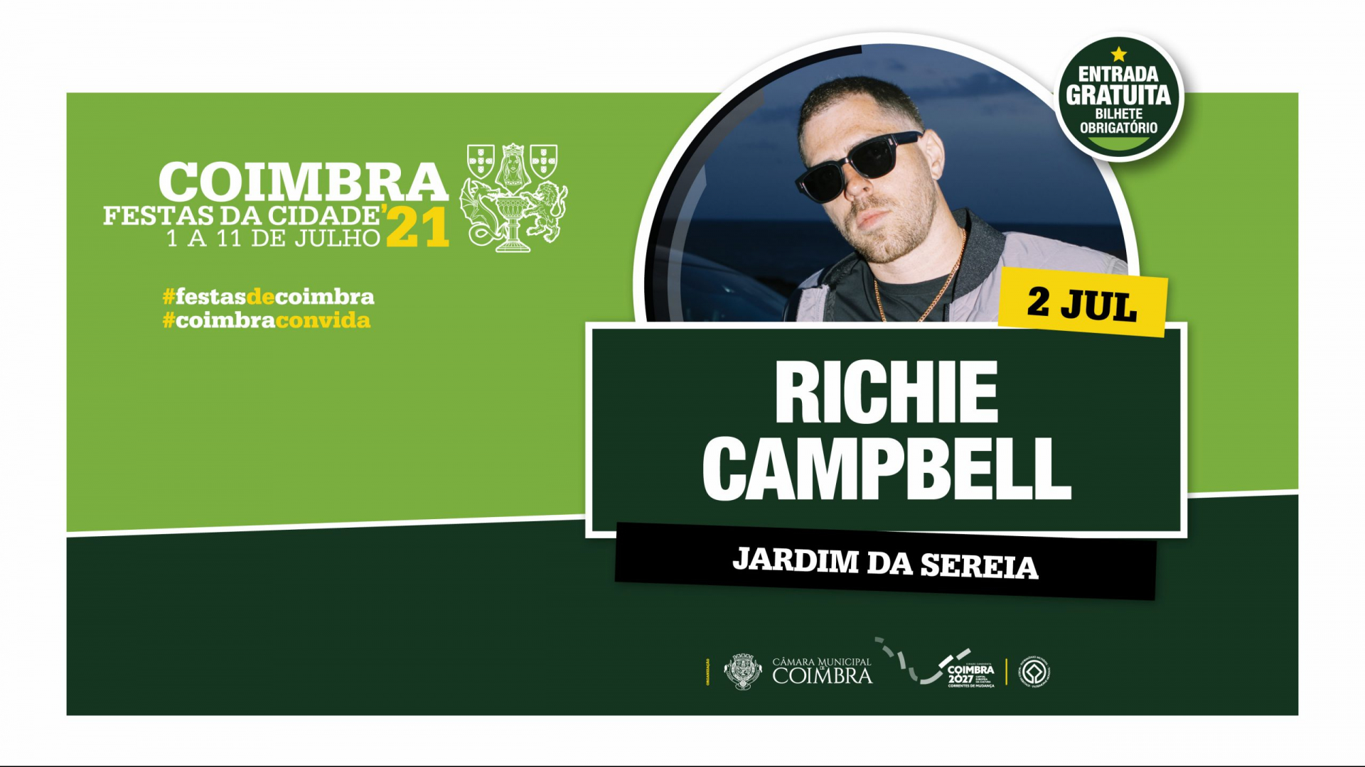 Festas da Cidade de Coimbra recebem Richie Campbell no dia 2 de julho