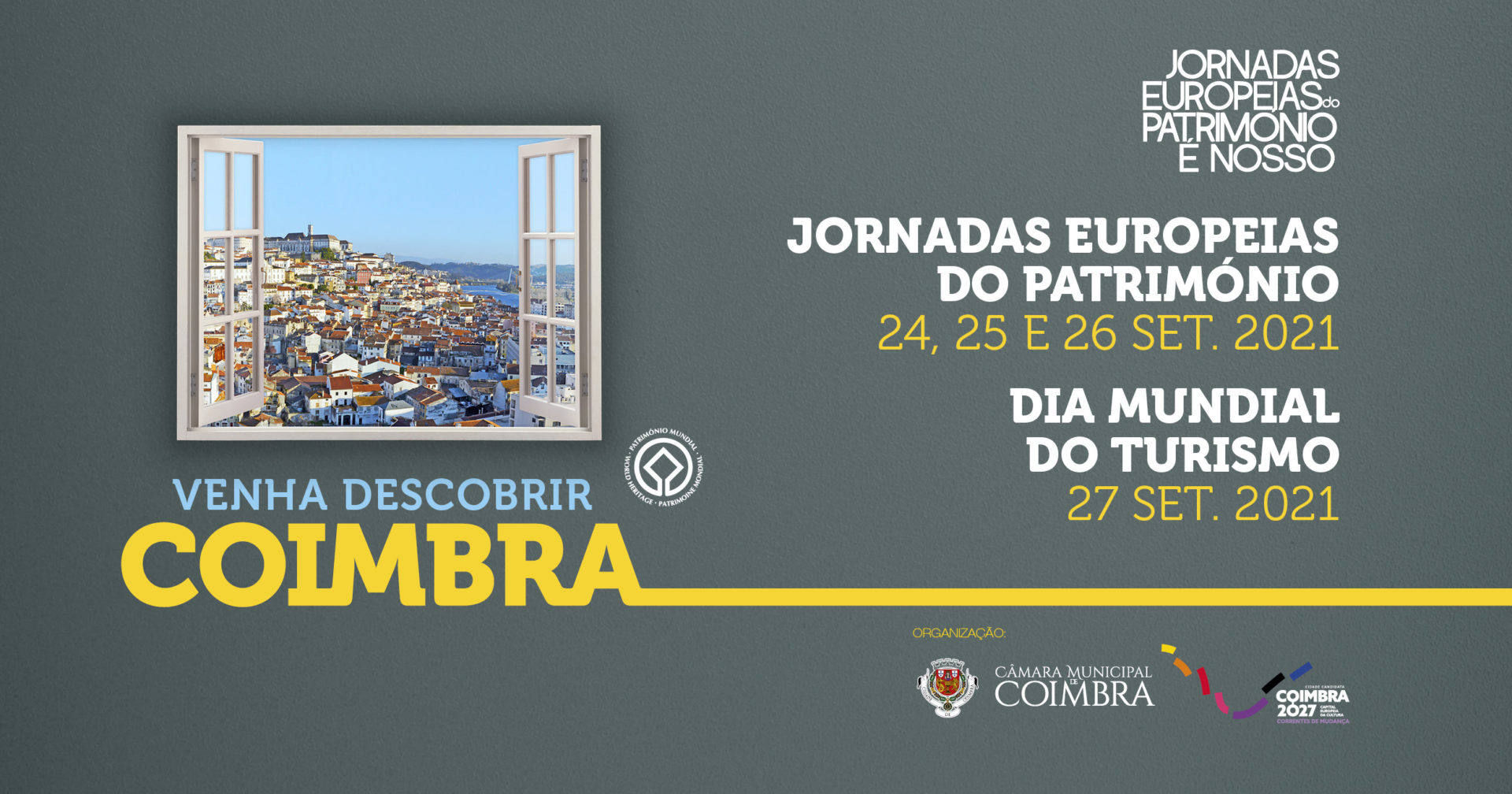 Coimbra celebra Património e Turismo com diversas propostas culturais de 24 a 27 de setembro