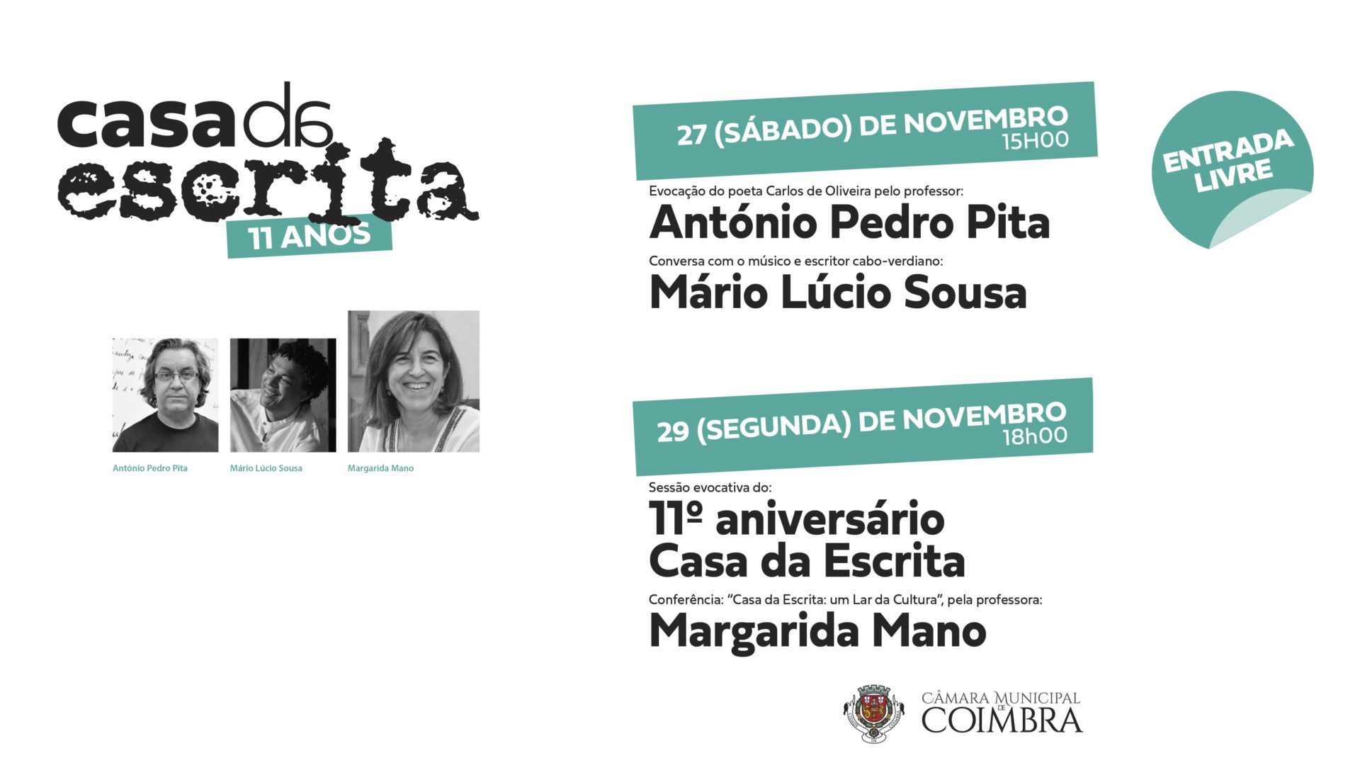 Casa da Escrita celebra 11 anos com dois dias de programação cultural