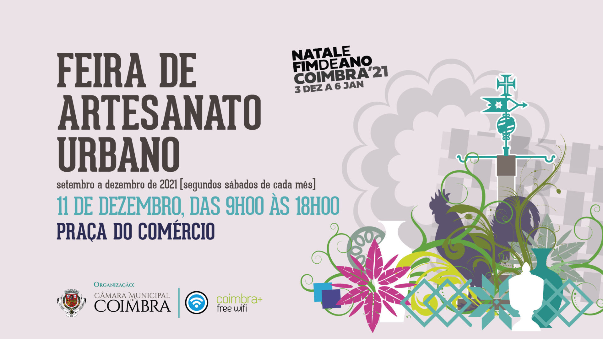 Feira de Artesanato Urbano este sábado na Praça do Comércio com animação natalícia para crianças