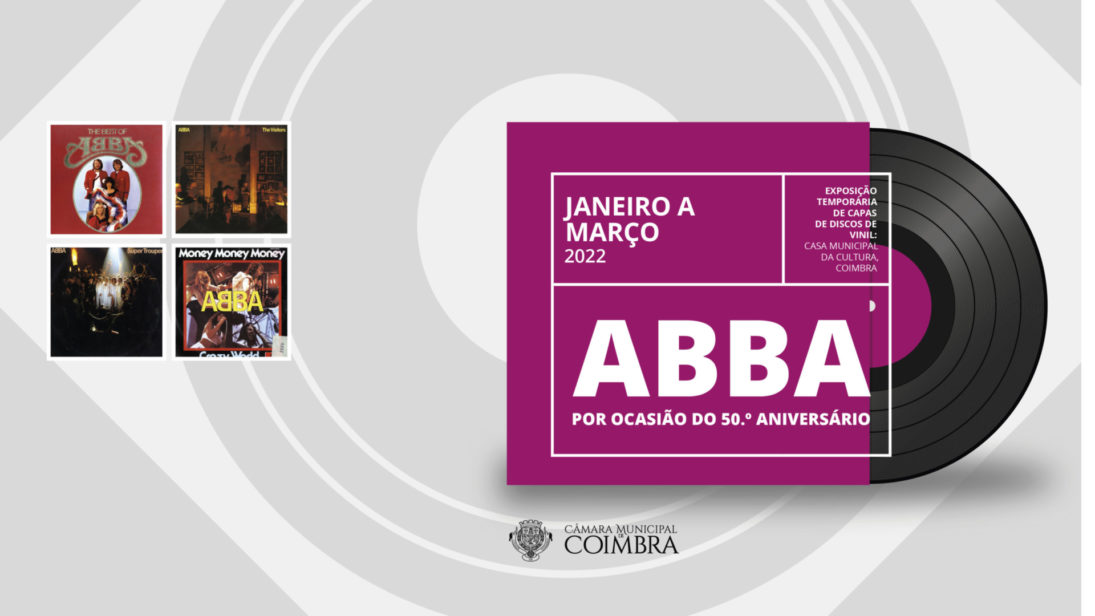 Mostra de capas de discos de vinil dos ABBA na Casa Municipal da Cultura