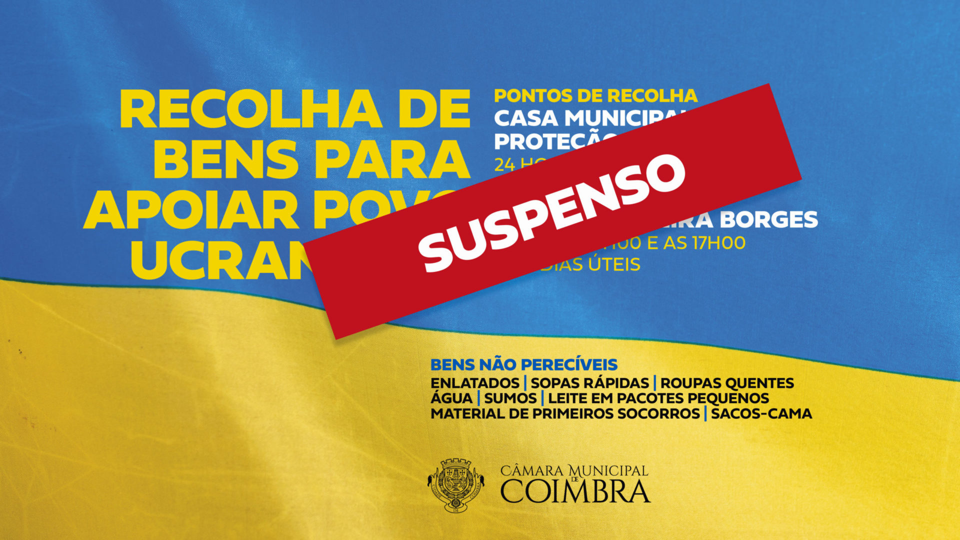 CM Coimbra concentra pontos de recolha de bens a enviar para apoiar povo ucraniano