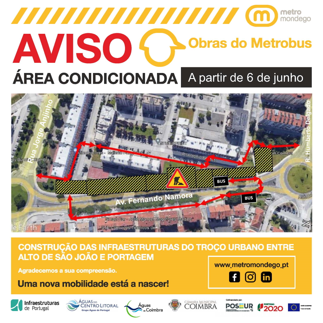 Obras do Metrobus – Condicionamento da circulação pedonal na Av. Fernando Namora