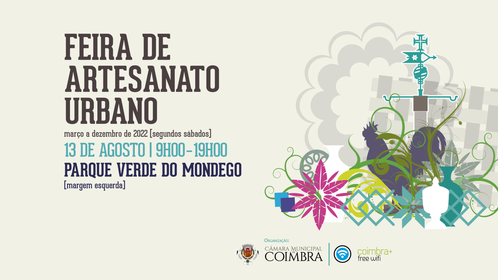 Feira de Artesanato Urbano volta a realizar-se na margem esquerda do Parque Verde do Mondego no sábado