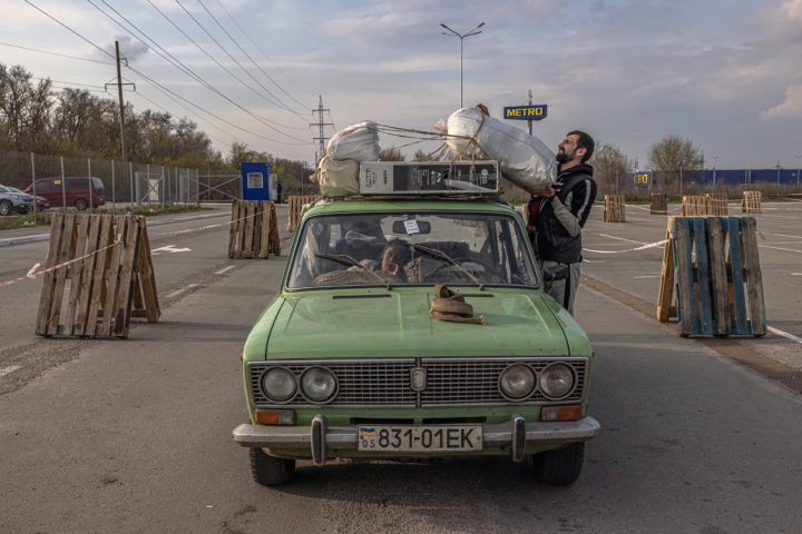 Refugees from the Russian-occupied areas in South Ukraine arrive at Zaporizhzhia