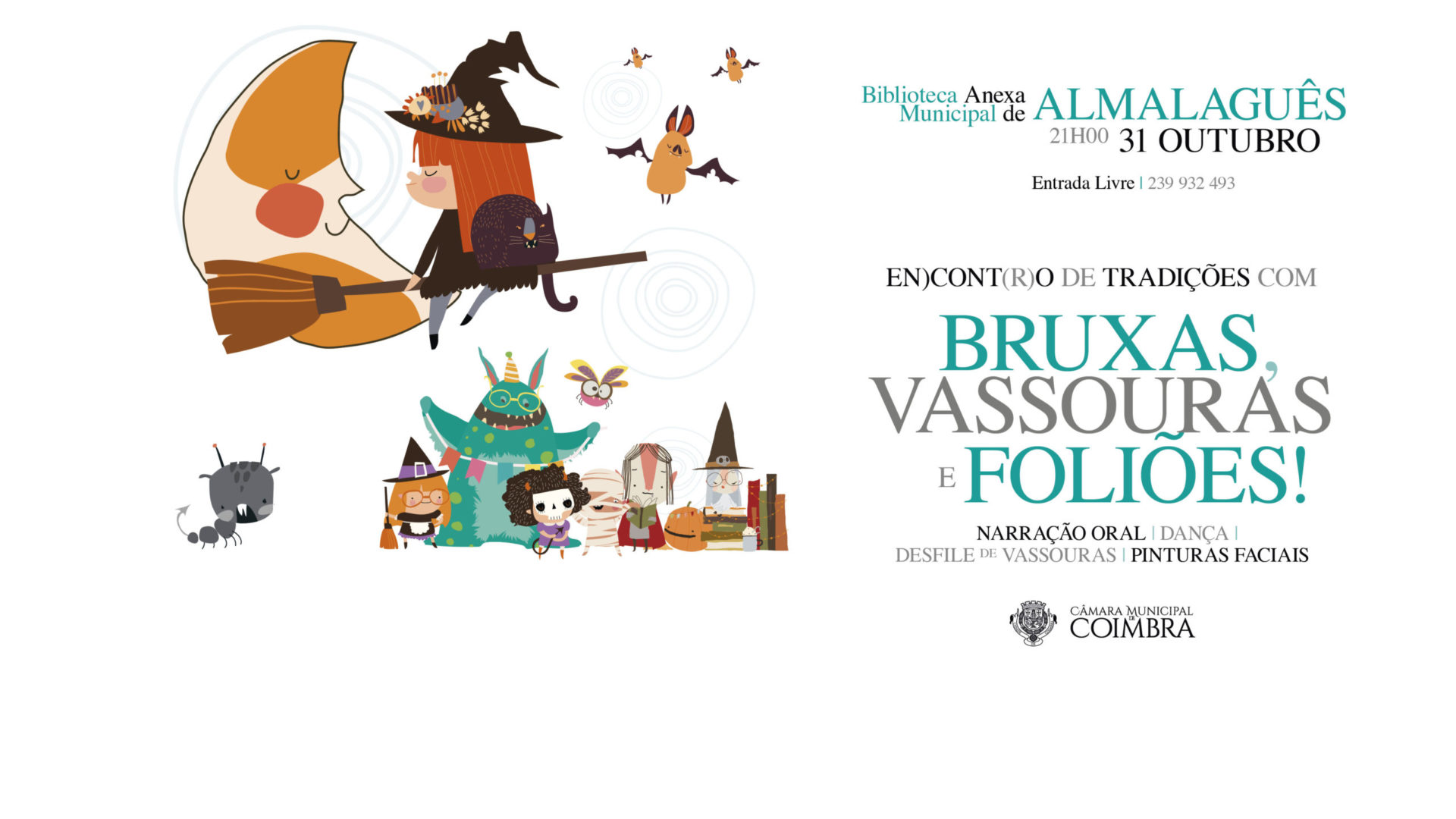 “(En)cont(r)o de tradições com bruxas, vassouras e foliões!” une gerações na Biblioteca Anexa Municipal de Almalaguês