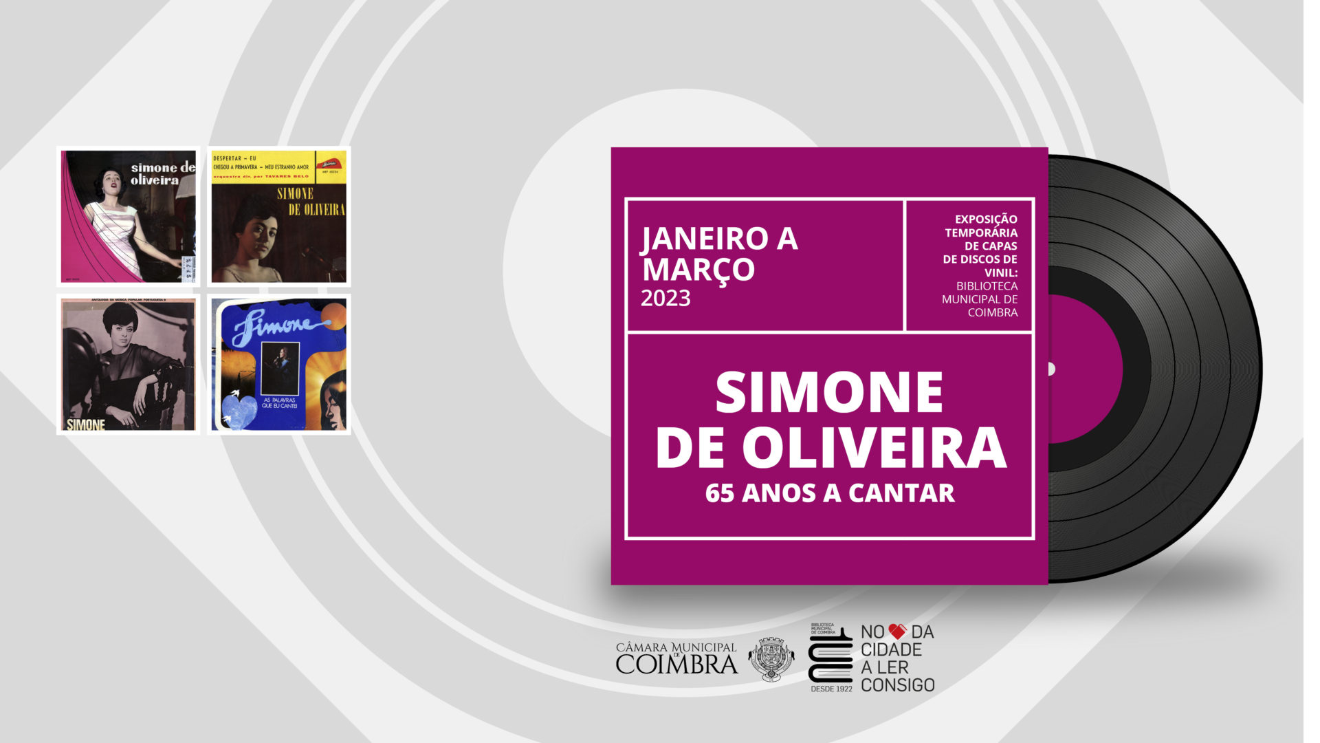 Biblioteca Municipal apresenta mostra de capas de discos de vinil dedicada a Simone de Oliveira