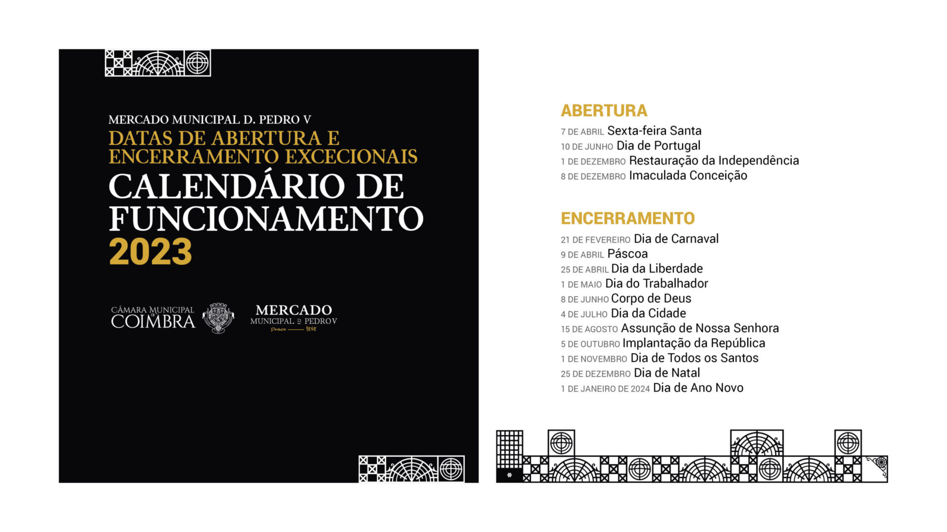 Mercado Municipal D. Pedro V com calendário definido para 2023