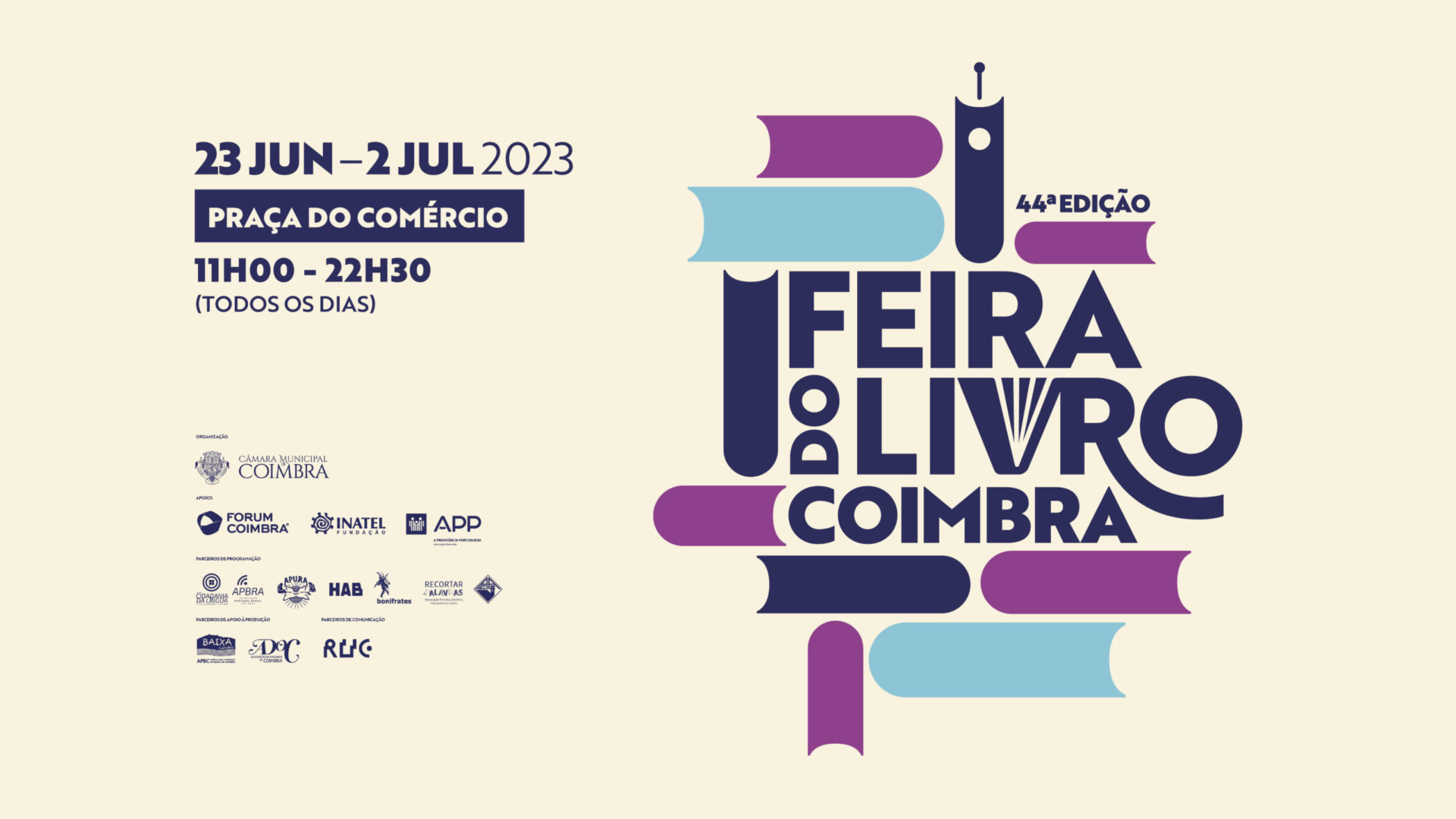 Feira do Livro de Coimbra dá centralidade à palavra na Praça do Comércio a partir de 23 de junho