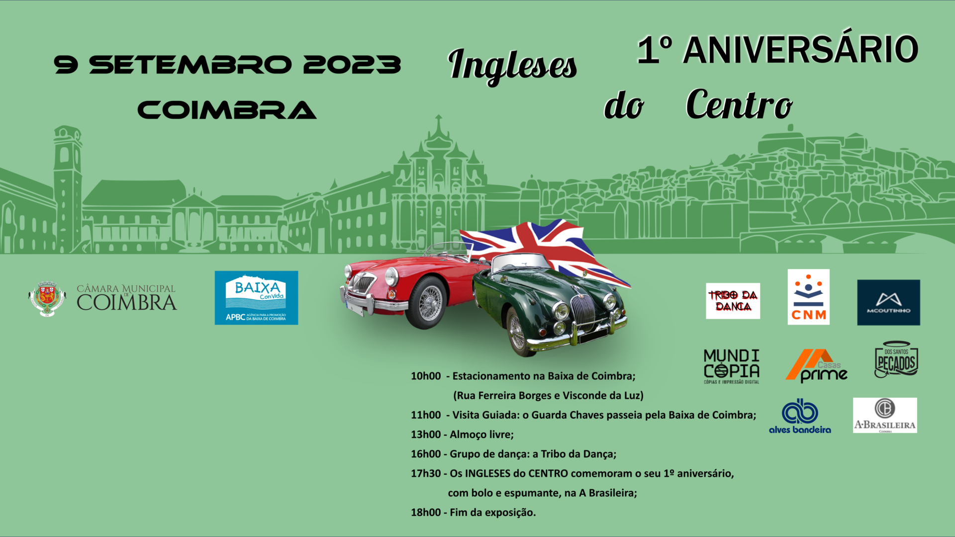 Baixa de Coimbra acolhe mostra de automóveis clássicos de marcas inglesas no próximo sábado