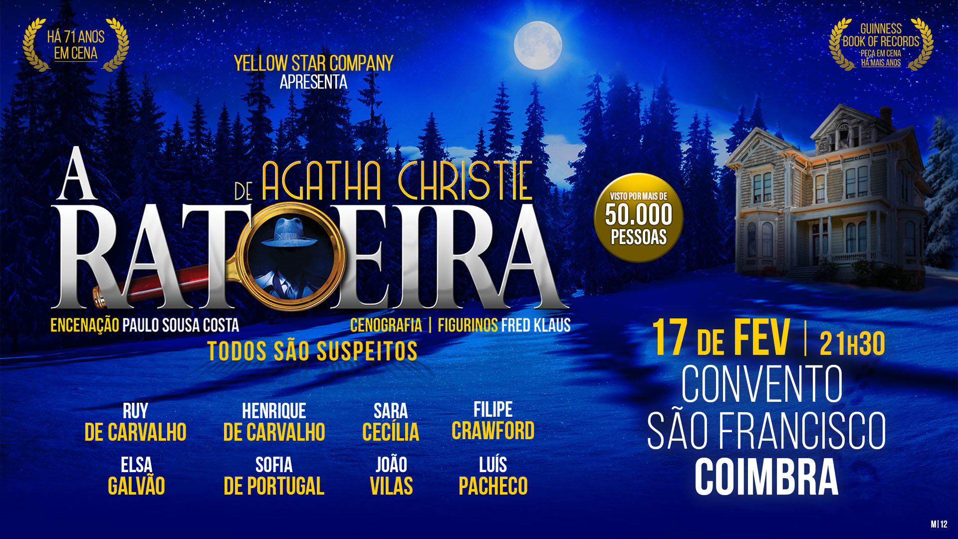 Ruy de Carvalho protagoniza “A Ratoeira” de Agatha Christie dias 16 e 17 no Convento São Francisco
