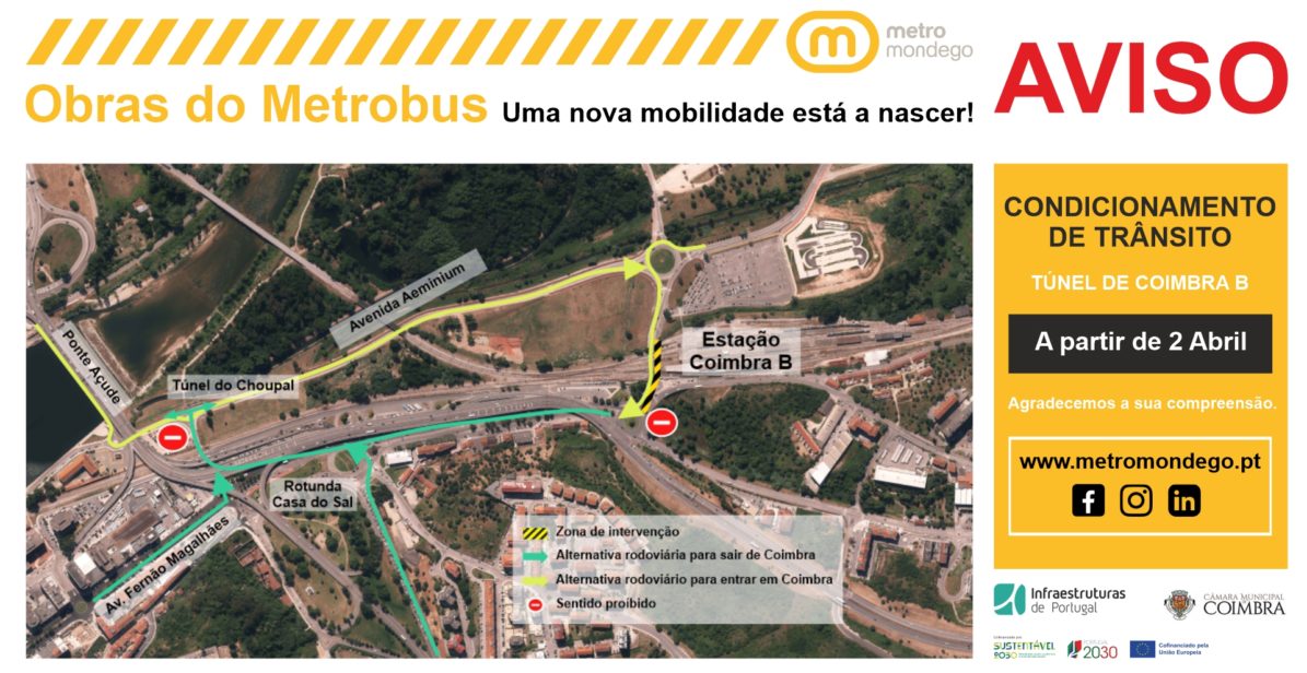 Obras do Metrobus | Condicionamento de trânsito no túnel de Coimbra B