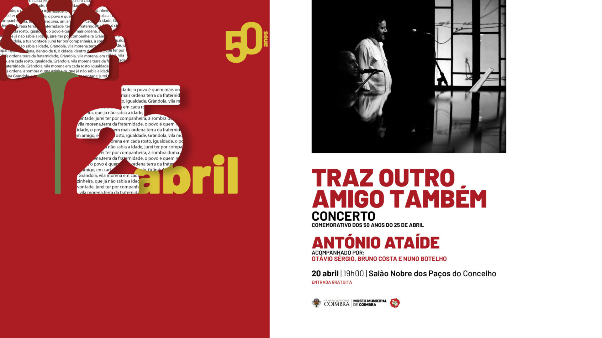 António Ataíde canta Zeca Afonso no próximo sábado no Salão Nobre