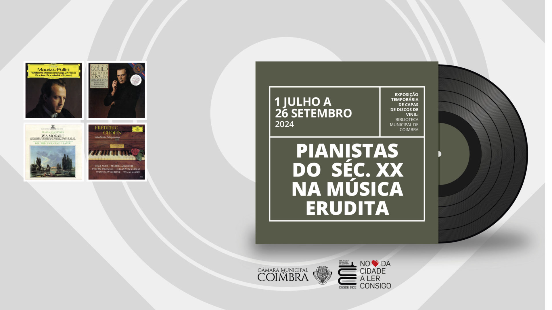 Capas de discos de pianistas do séc. XX em exposição na Biblioteca Municipal de julho a setembro