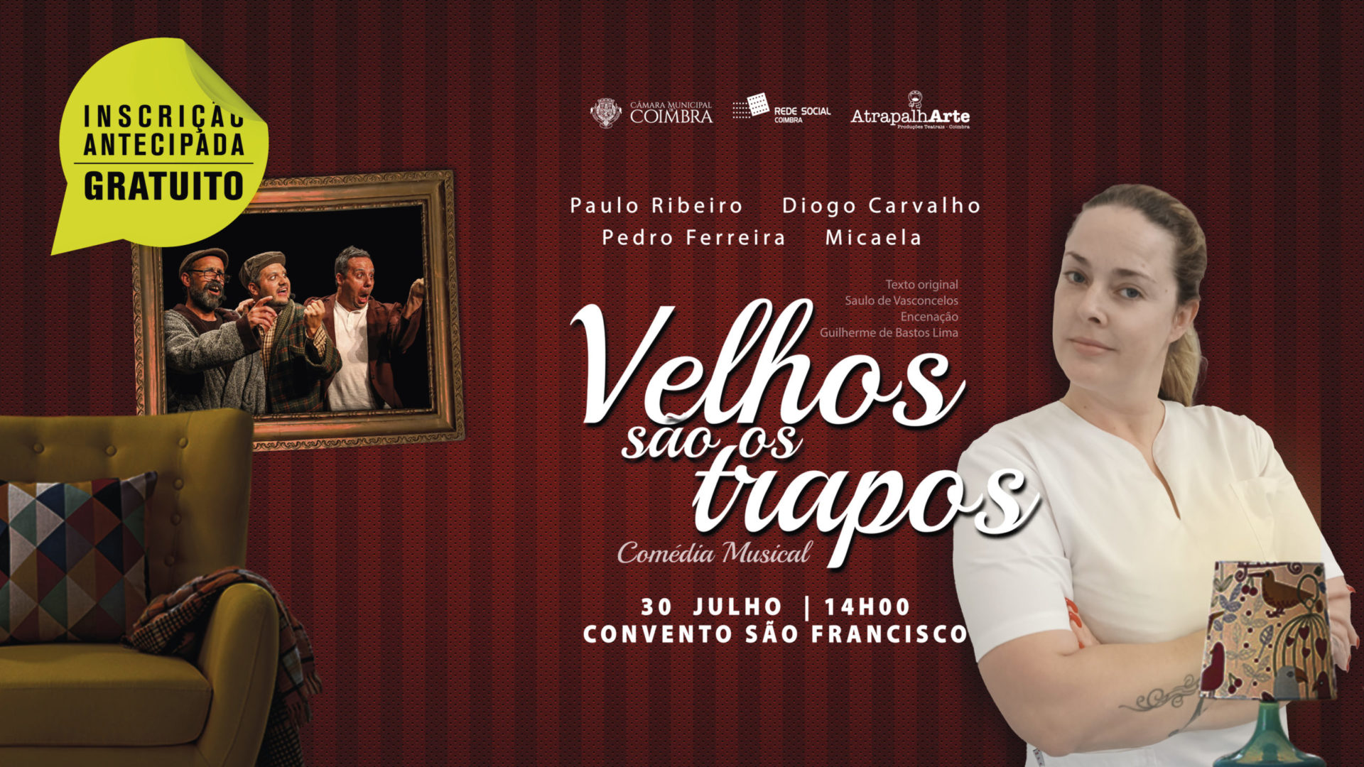 Comédia musical “Velhos são os Trapos” aborda a velhice dia 30 de julho no Convento São Francisco