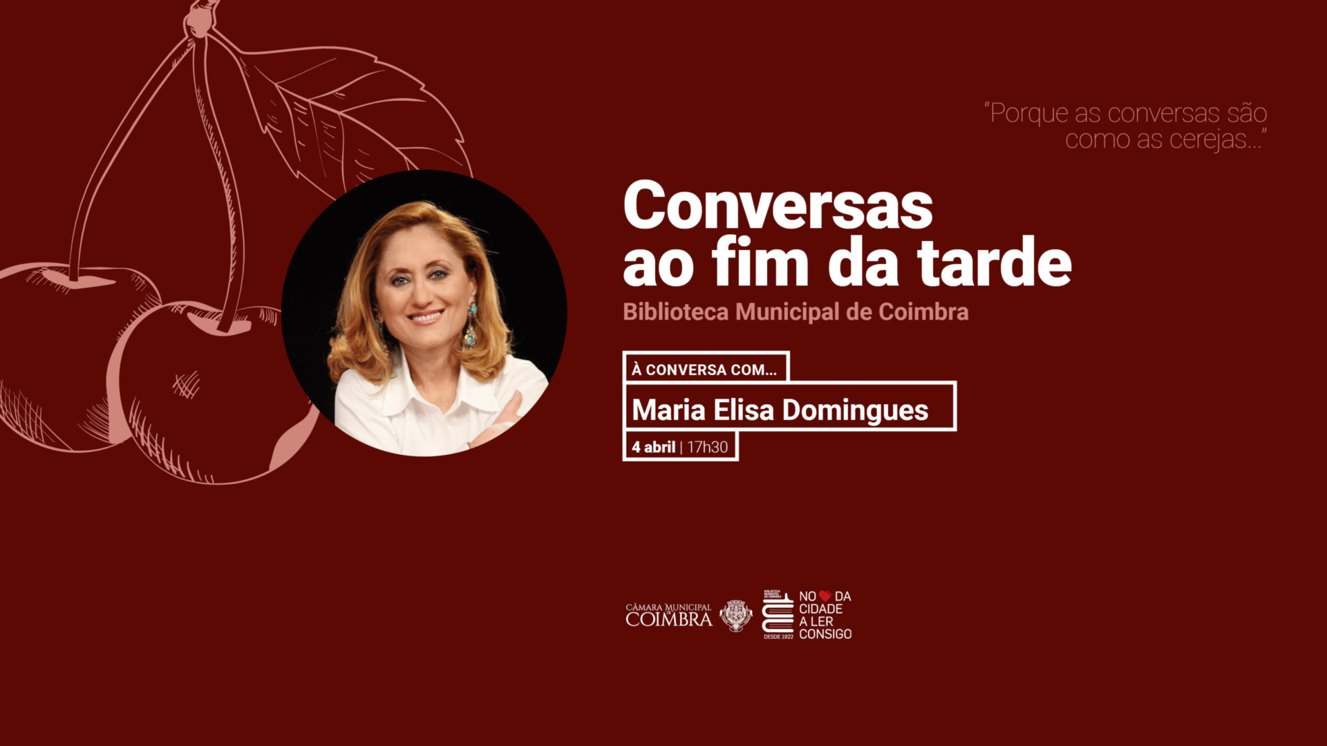 Maria Elisa é a convidada das “Conversas ao Fim da Tarde” dia 4 na Biblioteca Municipal de Coimbra