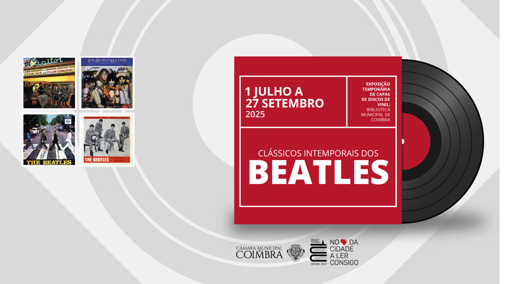 Exposição de capas de discos dos Beatles na Biblioteca Municipal de Coimbra até setembro