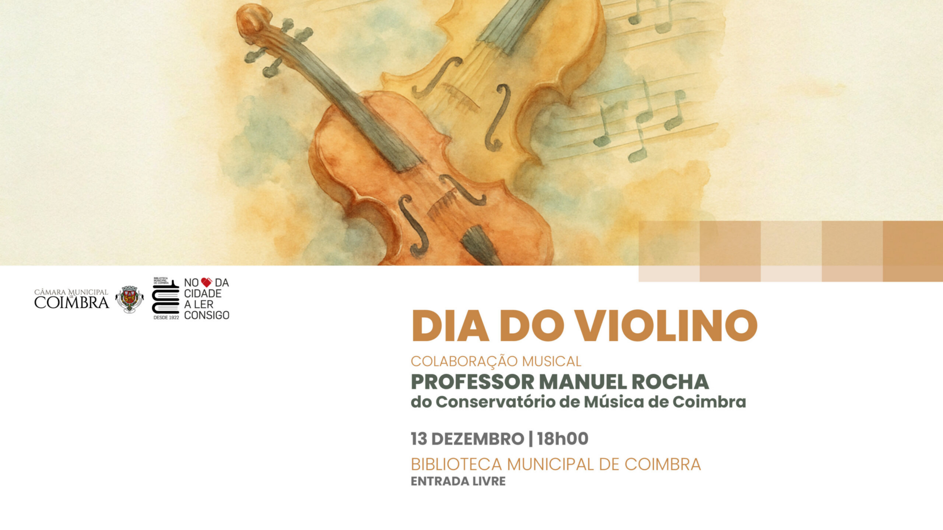 Biblioteca Municipal de Coimbra assinala Dia do Violino em colaboração com o Conservatório