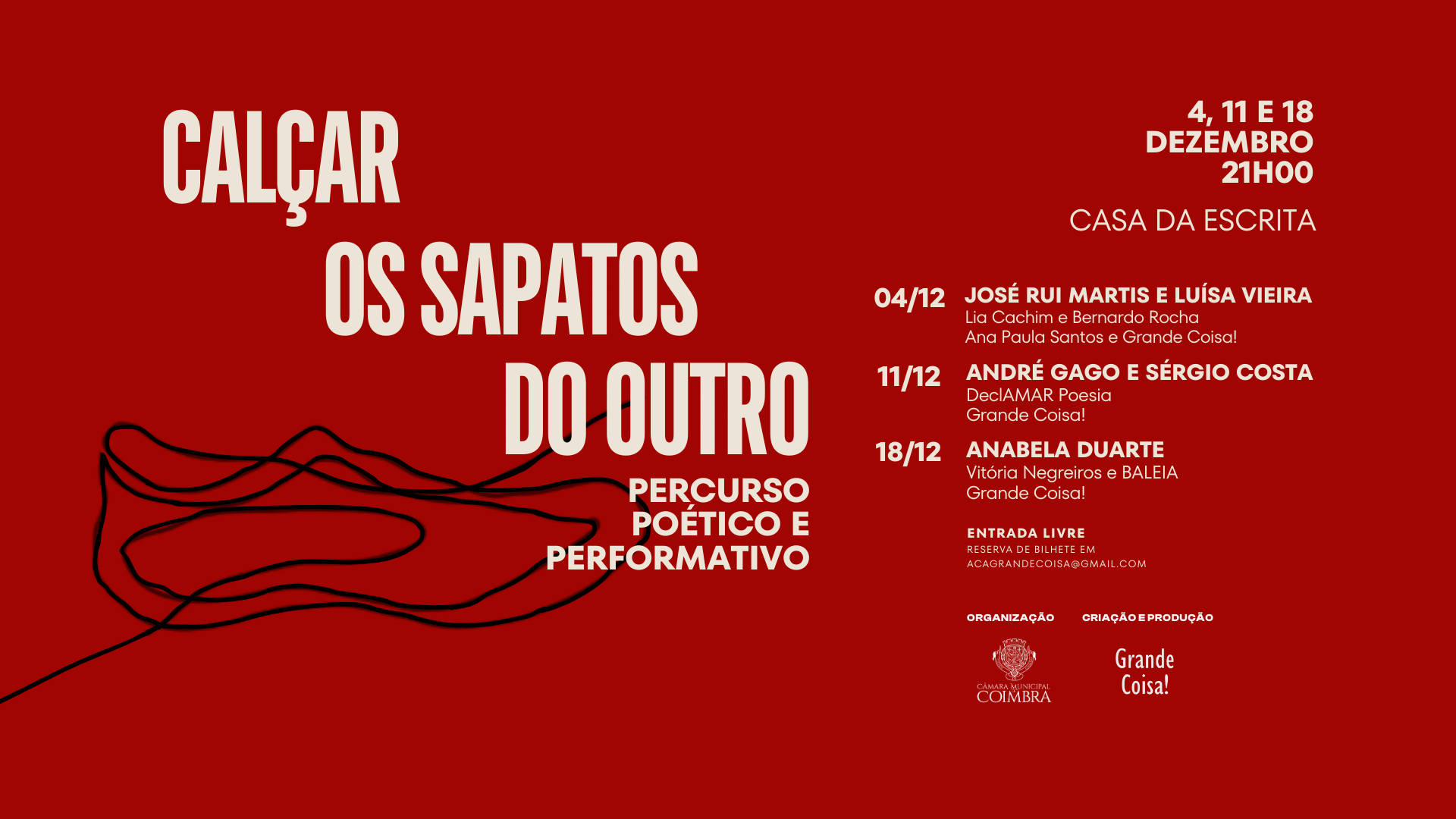 Casa da Escrita apresenta ciclo poético “Calçar os Sapatos do Outro” no âmbito da sua renovação programática