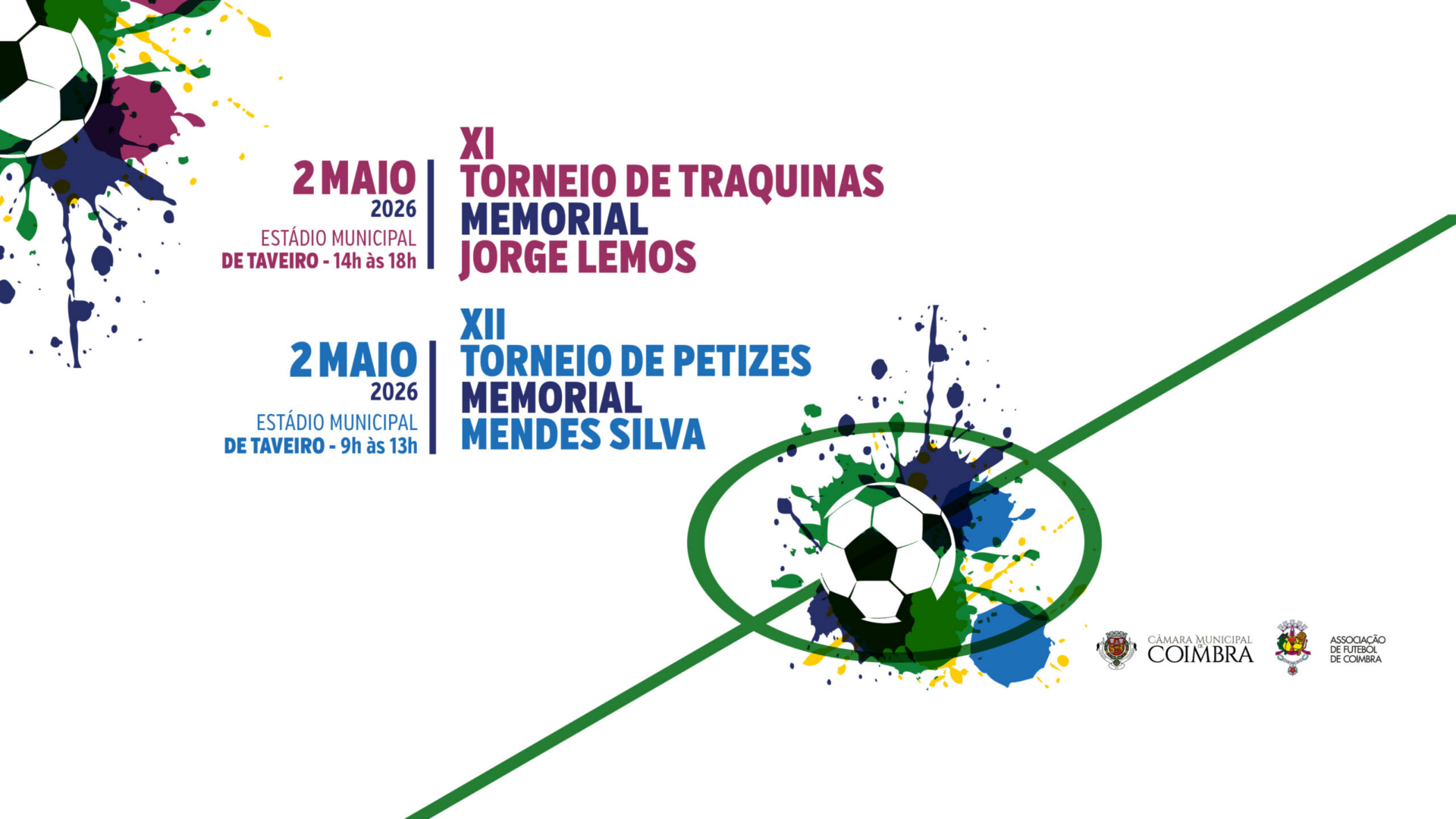 Estádio Municipal de Taveiro recebe este sábado torneios de futebol que homenageiam Mendes Silva e Jorge Lemos