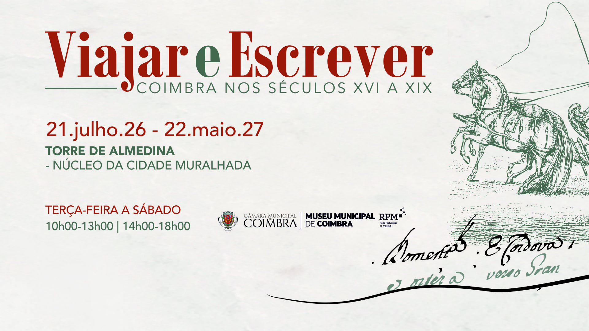 Exposição “Viajar e Escrever – Coimbra nos séculos XVI a XIX” inaugura na Torre de Almedina na próxima semana