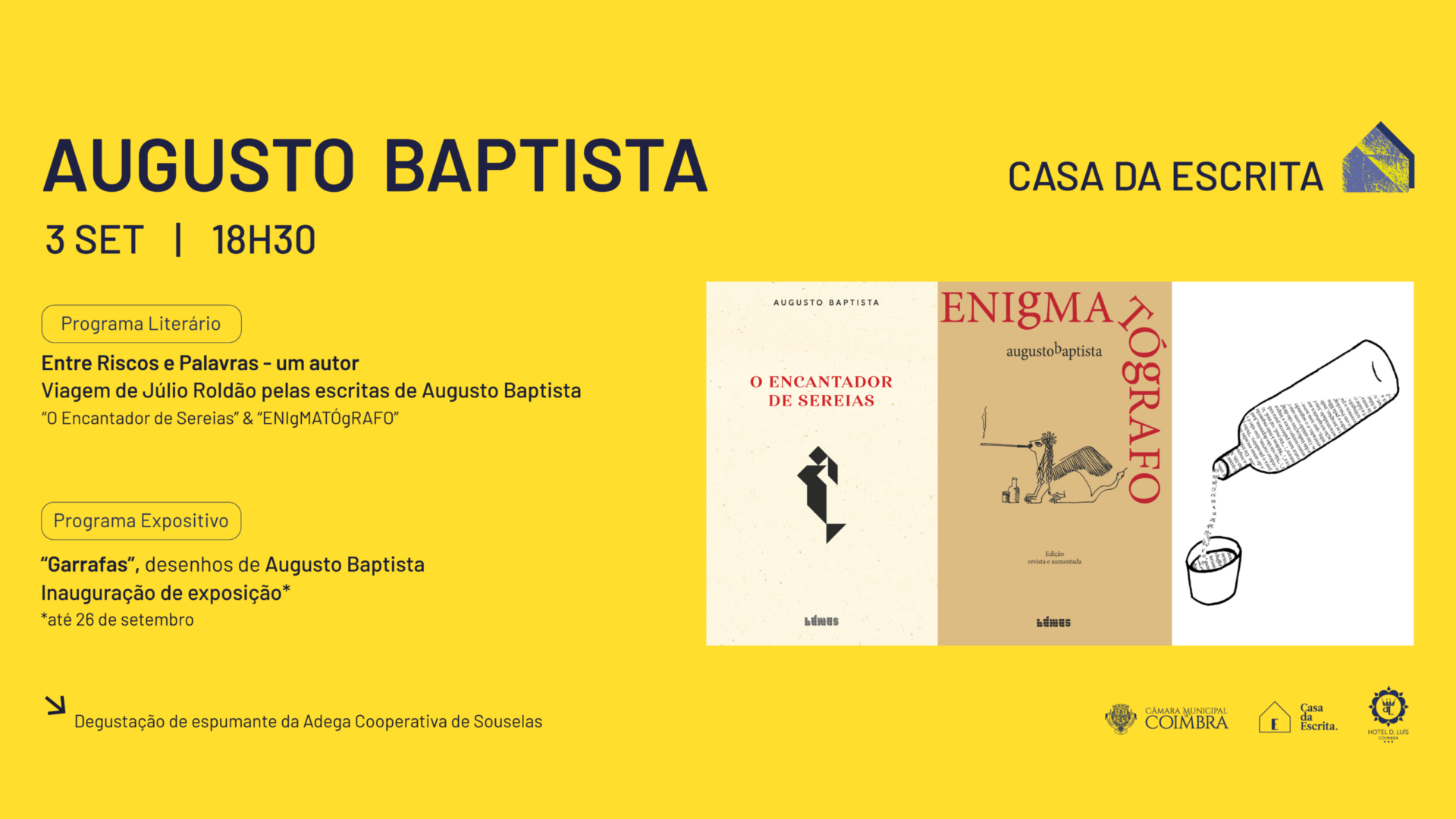 Casa da Escrita recebe Augusto Baptista para sessão dedicada à literatura e ao desenho